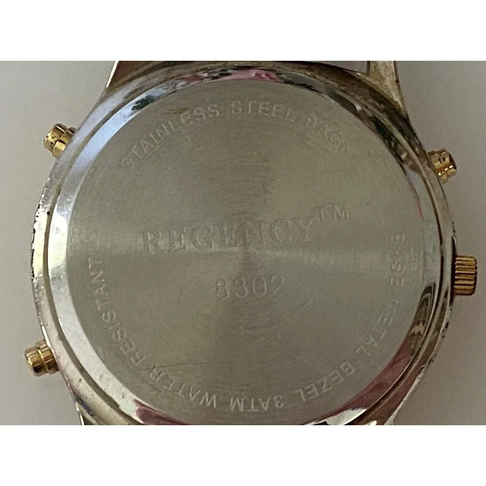 Regency Men's Brown Leather Stainless Steel Water Resistant Quartz Battery Watch